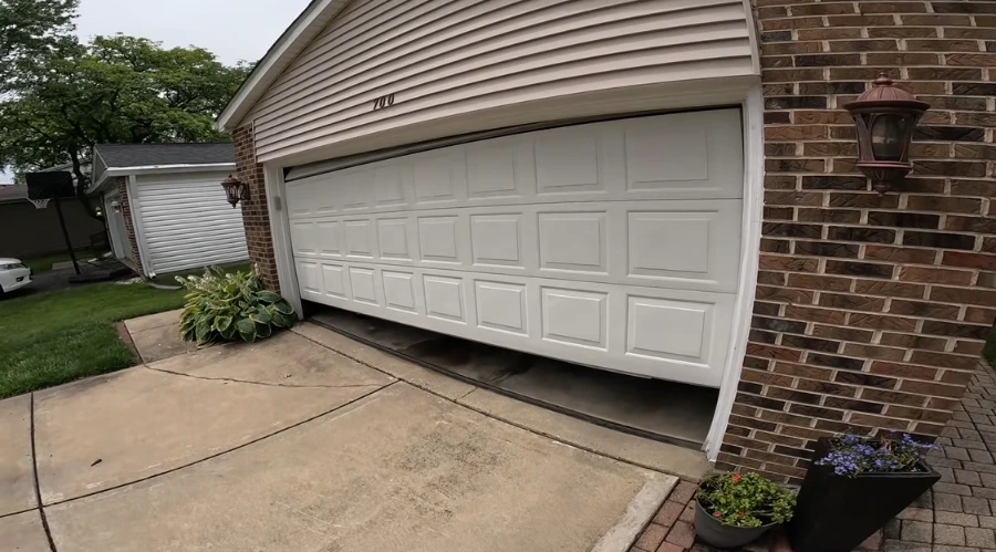 Residential garage door in Danville CA showing effects of inland valley heat and normal wear